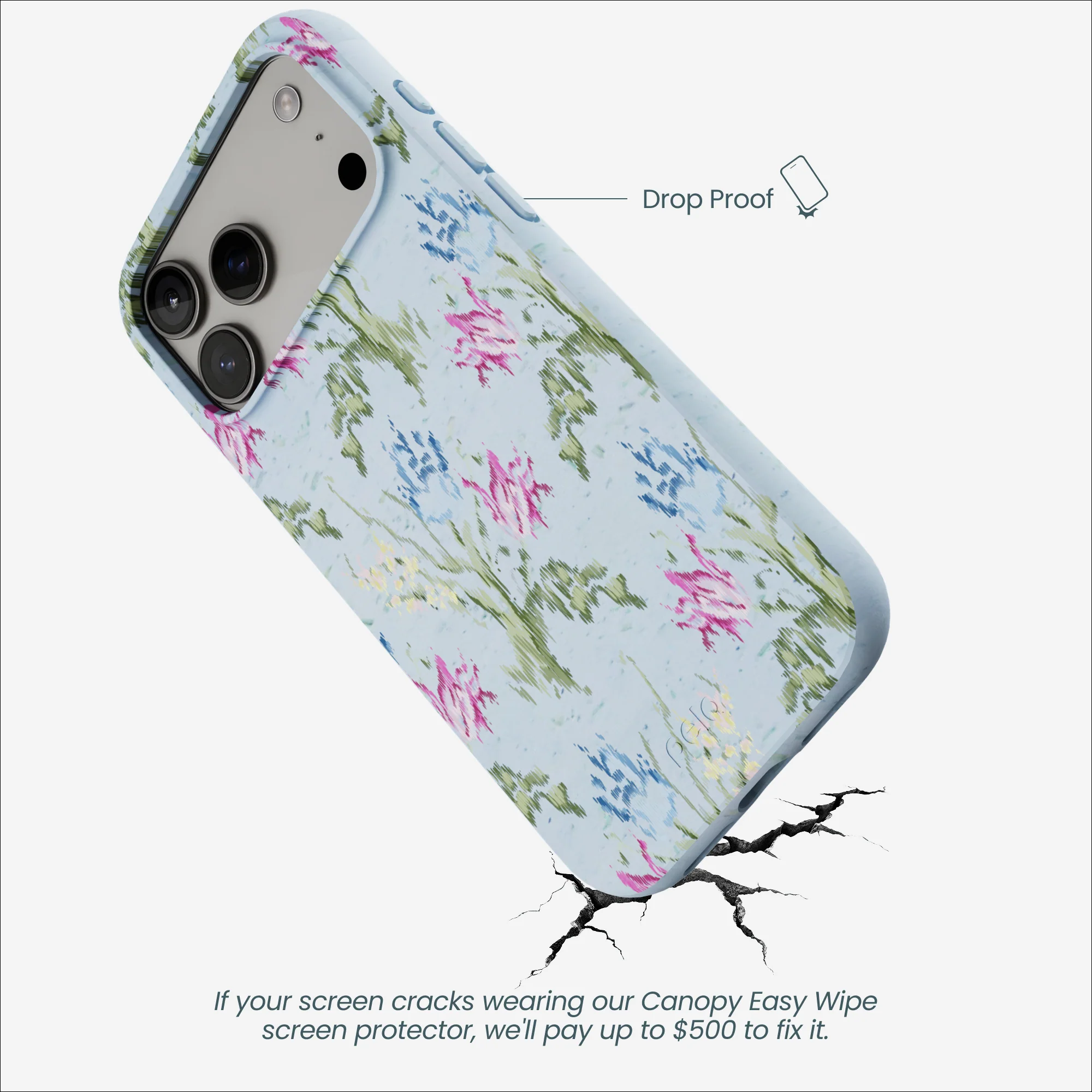Powder Blue Floral Tapestry iPhone 17 Pro Max Case - Image 5