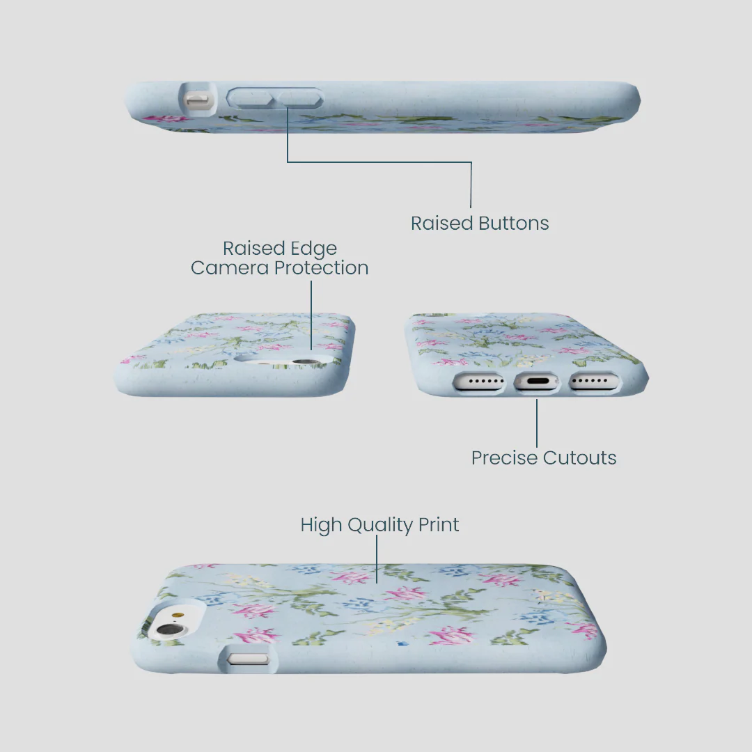 Powder Blue Floral Tapestry iPhone 6/6s/7/8/SE Case - Image 3