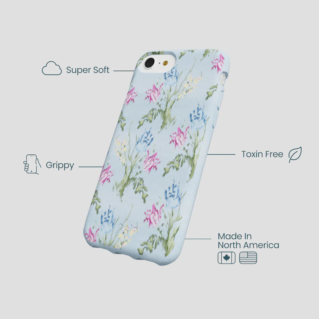 Powder Blue Floral Tapestry iPhone 6/6s/7/8/SE Case - Image 4