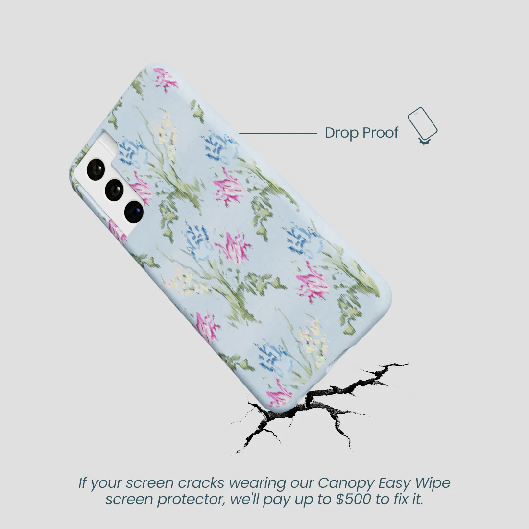 Powder Blue Floral Tapestry Samsung Galaxy S21 Case - Image 4