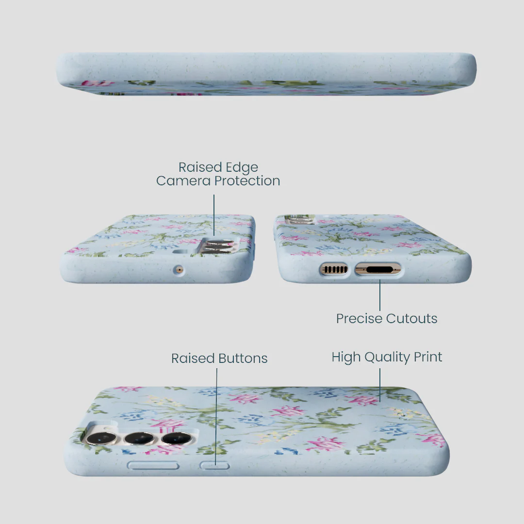 Powder Blue Floral Tapestry Samsung Galaxy S23+(Plus) Case - Image 2