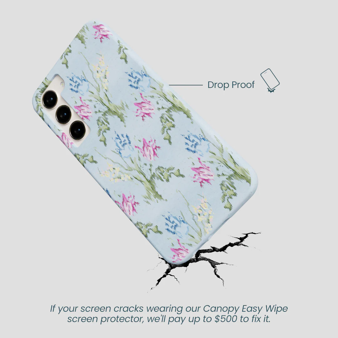 Powder Blue Floral Tapestry Samsung Galaxy S23+(Plus) Case - Image 4