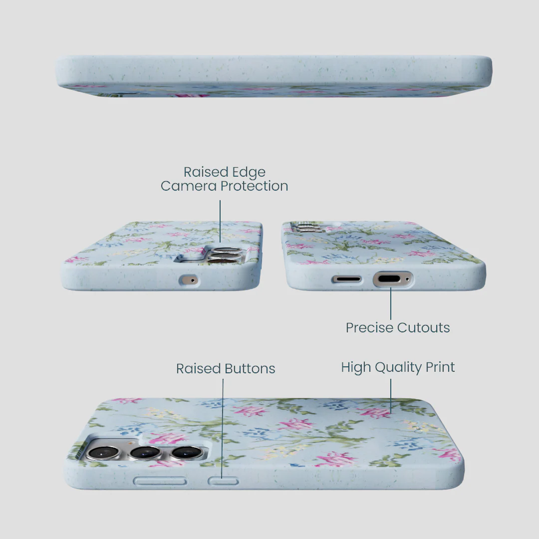 Powder Blue Floral Tapestry Samsung Galaxy S25+(Plus) Case - Image 2
