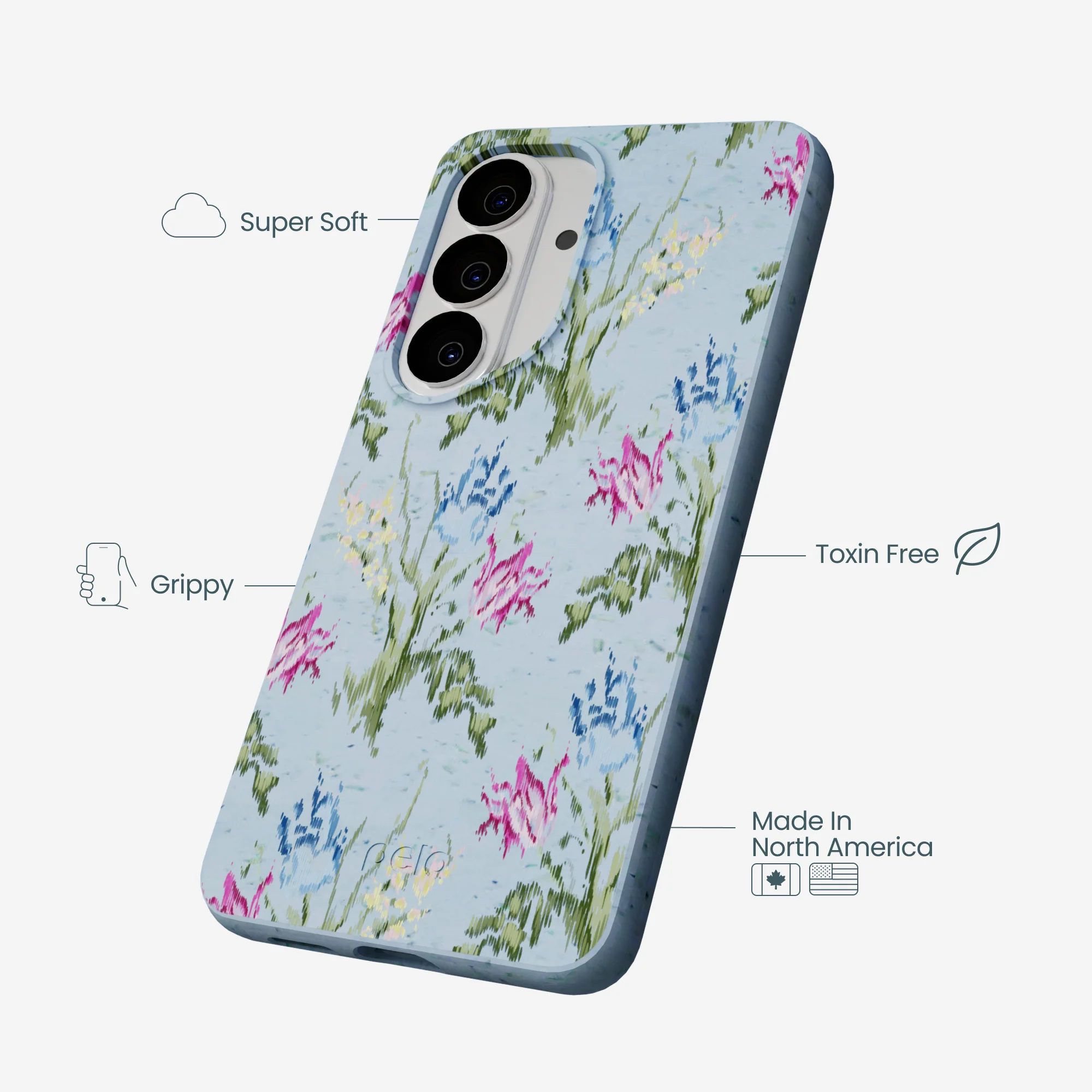 Powder Blue Floral Tapestry Samsung Galaxy S26 Case - Image 3