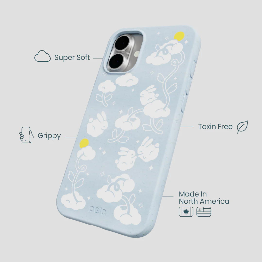 Powder Blue Fluffy Flower iPhone 16 Plus Case - Image 4
