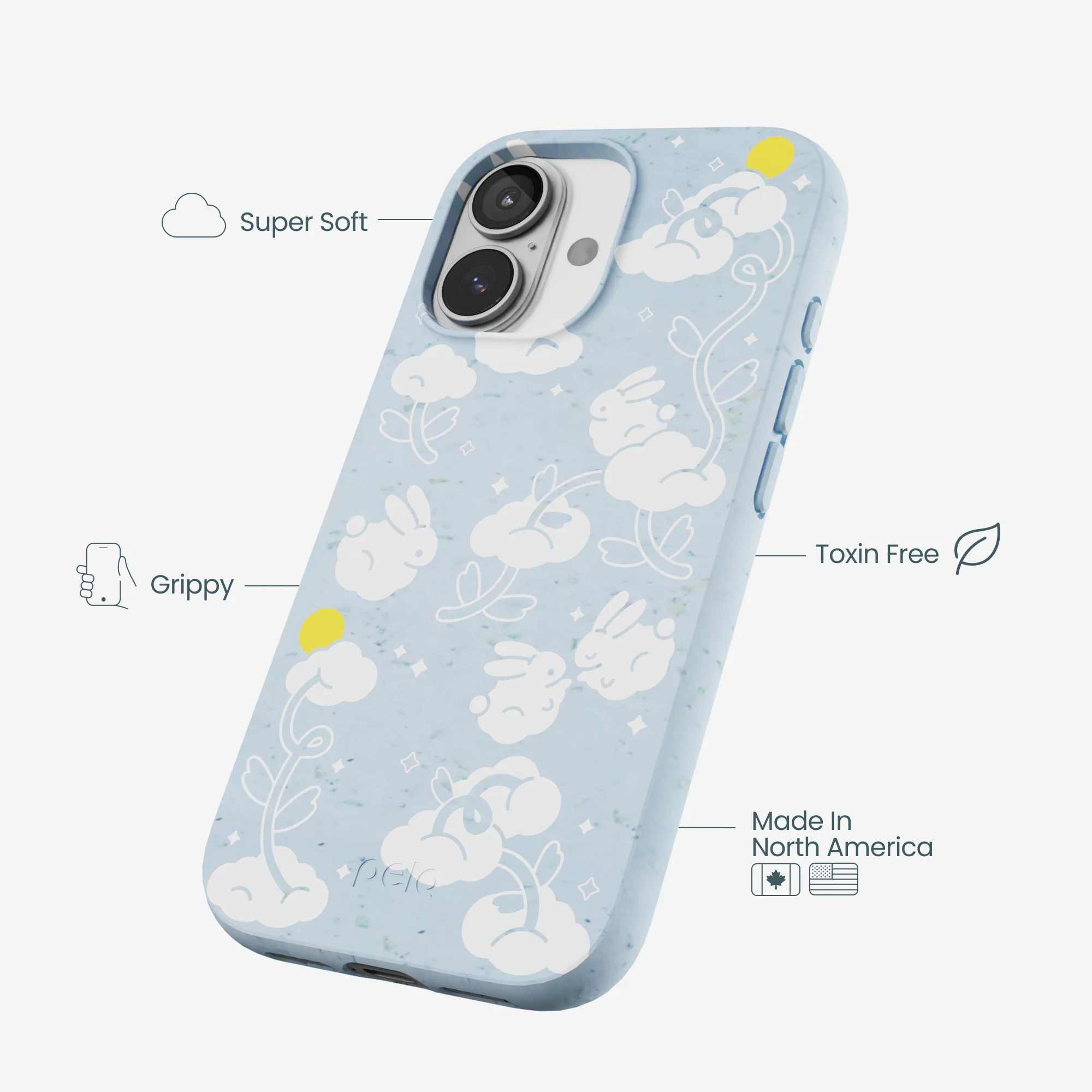 Powder Blue Fluffy Flower iPhone 17 Case - Image 4