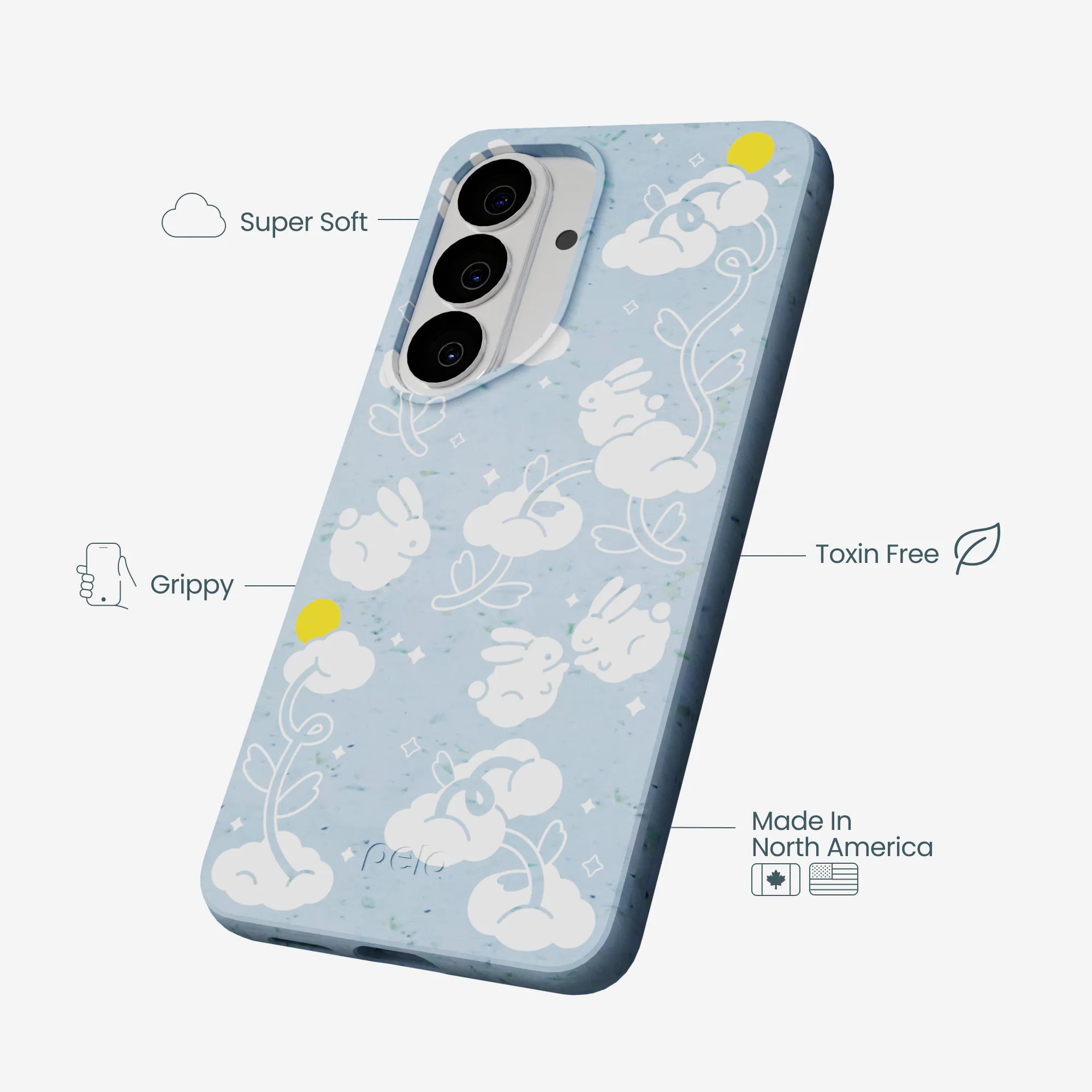 Powder Blue Fluffy Flower Samsung Galaxy S26 Case - Image 4