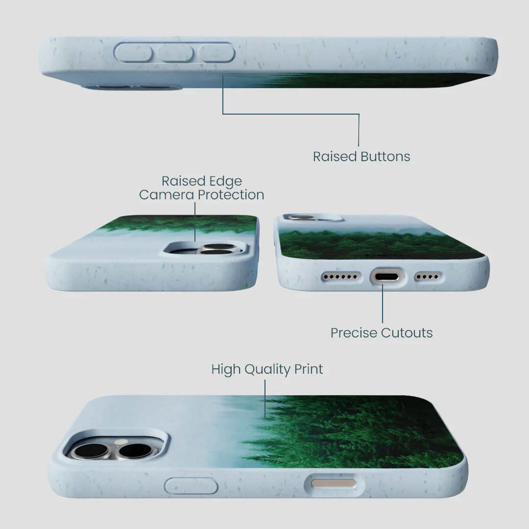 Powder Blue Forest Mist iPhone 16 Plus Case - Image 3