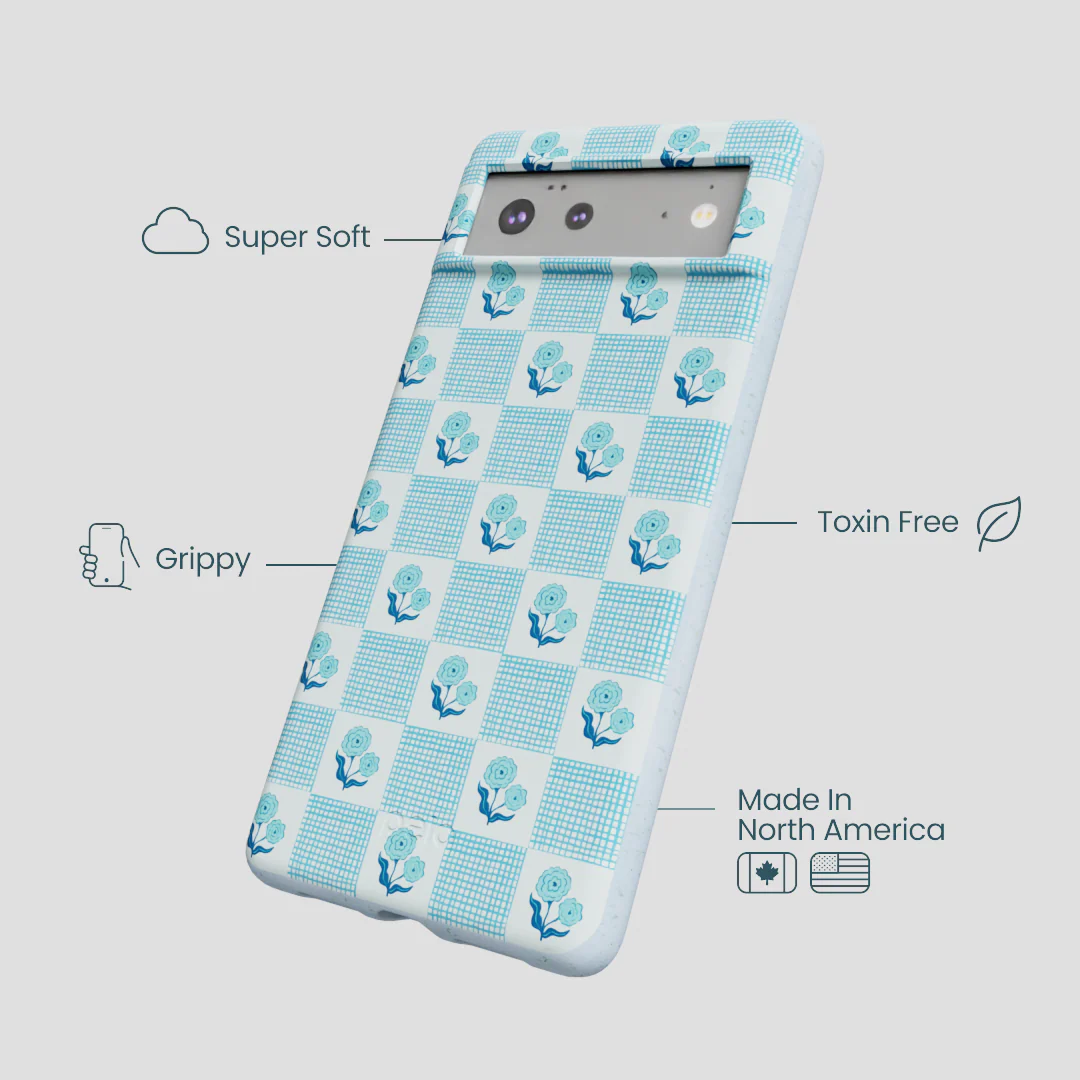 Powder Blue Garden Grid Google Pixel 6 Case - Image 3