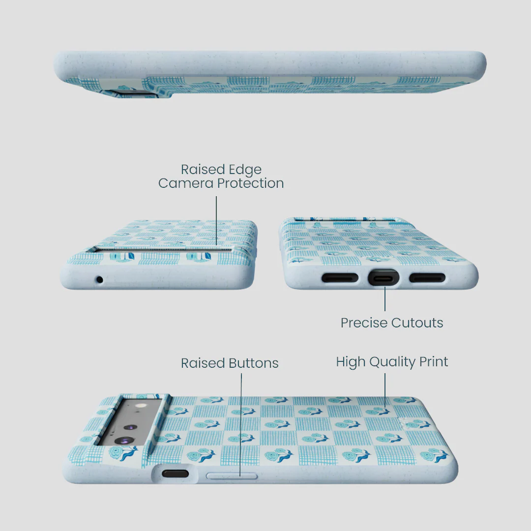 Powder Blue Garden Grid Google Pixel 6a Case - Image 2