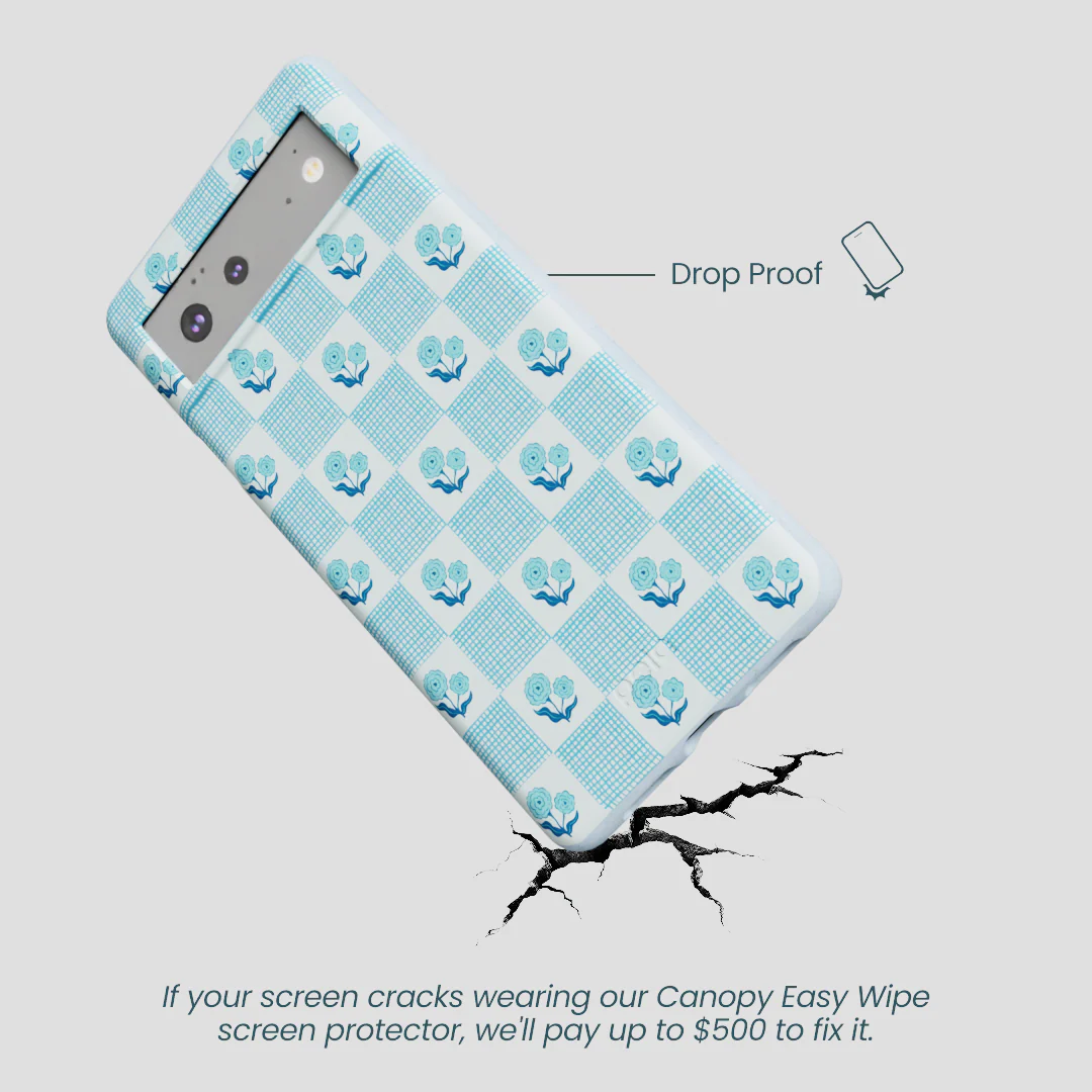 Powder Blue Garden Grid Google Pixel 6a Case - Image 4