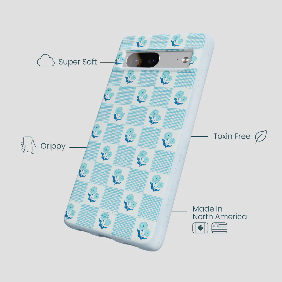 Powder Blue Garden Grid Google Pixel 7 Case - Image 3