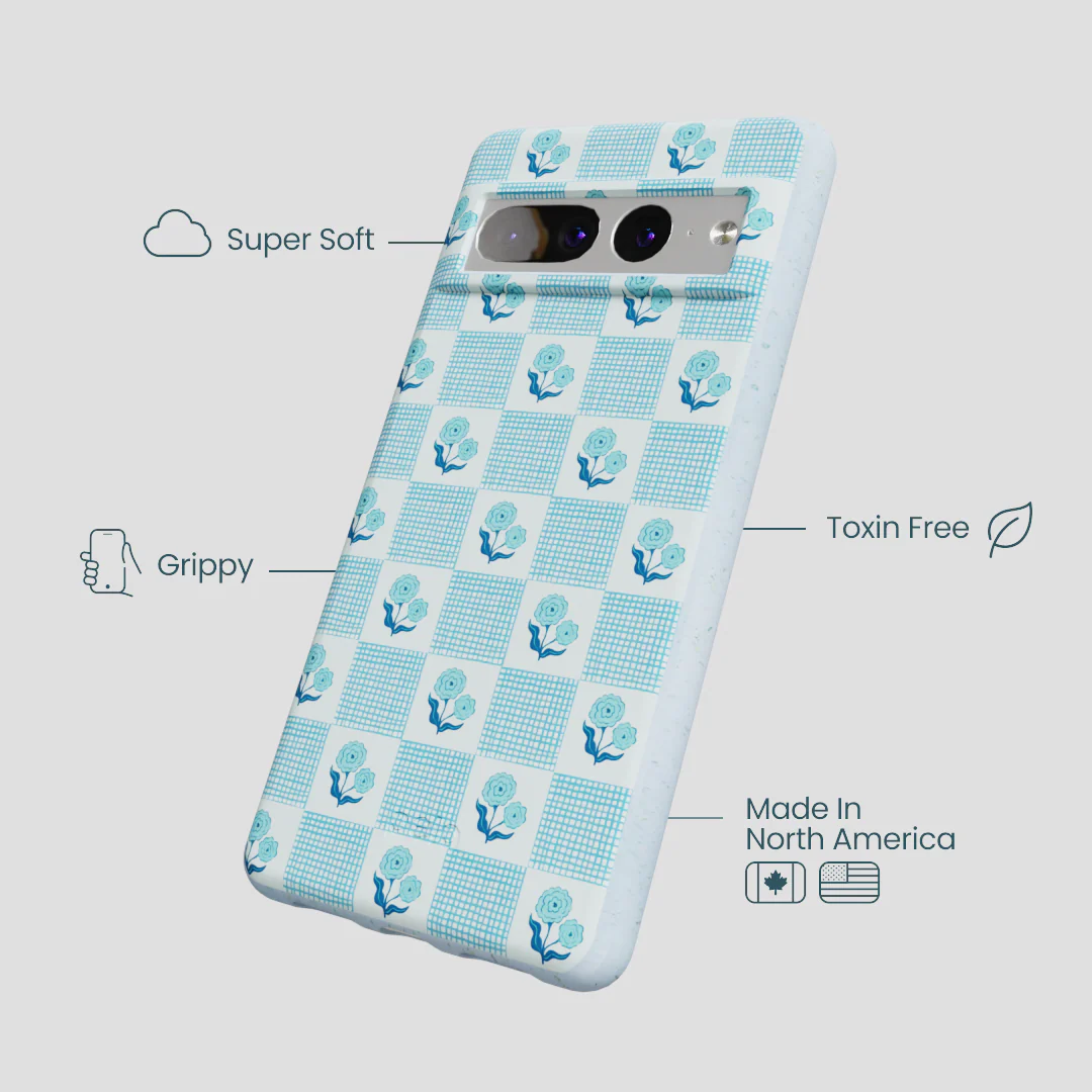 Powder Blue Garden Grid Google Pixel 7 Pro Case - Image 3