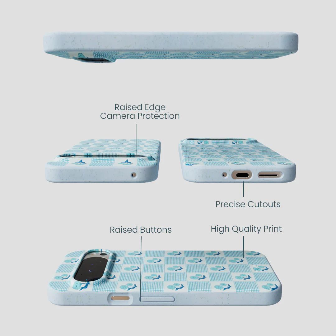 Powder Blue Garden Grid Google Pixel 9/9 Pro Case - Image 2