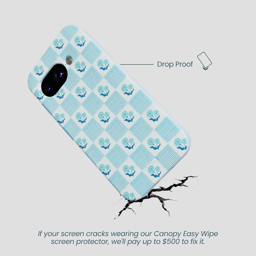 Powder Blue Garden Grid Google Pixel 9a Case - Image 4