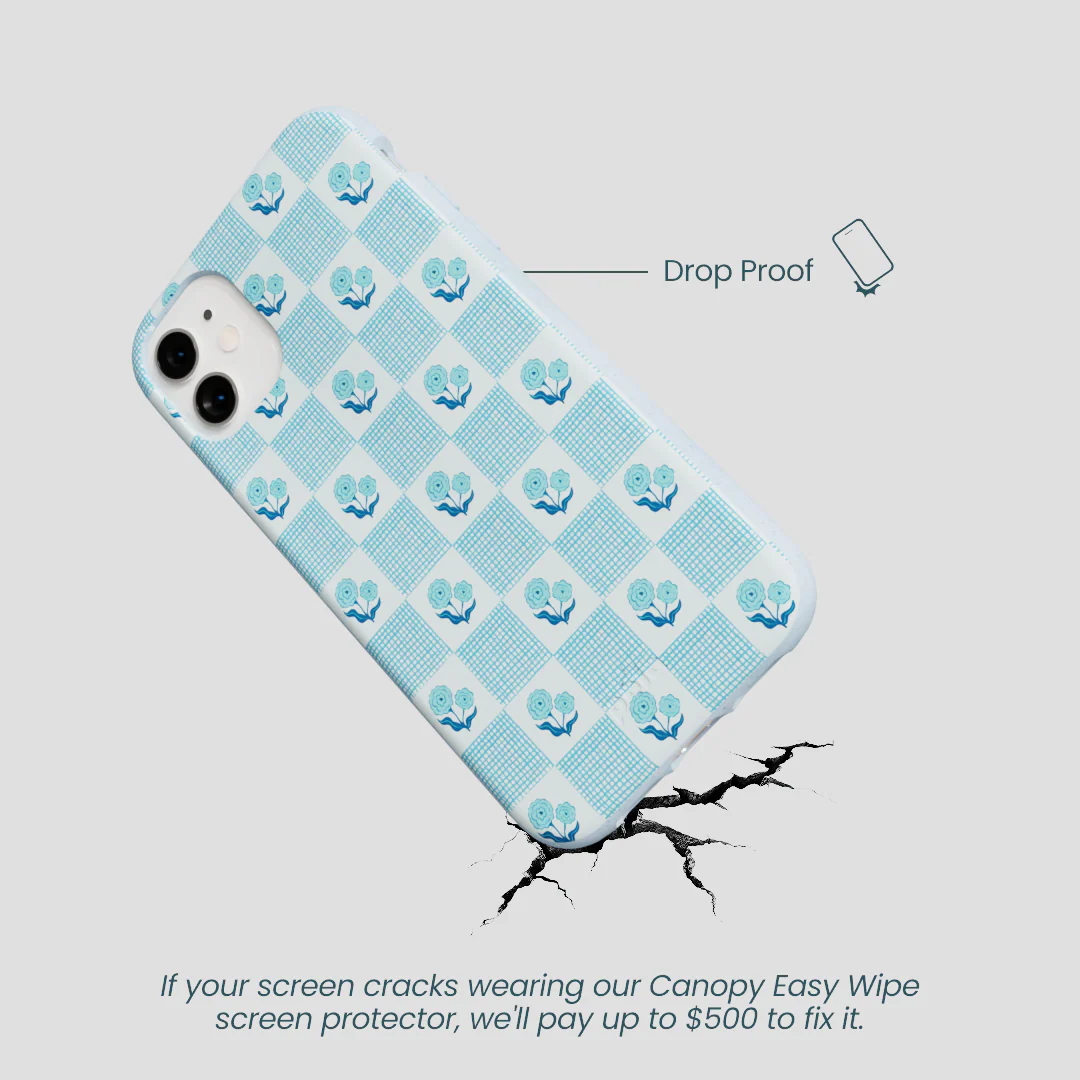 Powder Blue Garden Grid iPhone 11 Case - Image 4