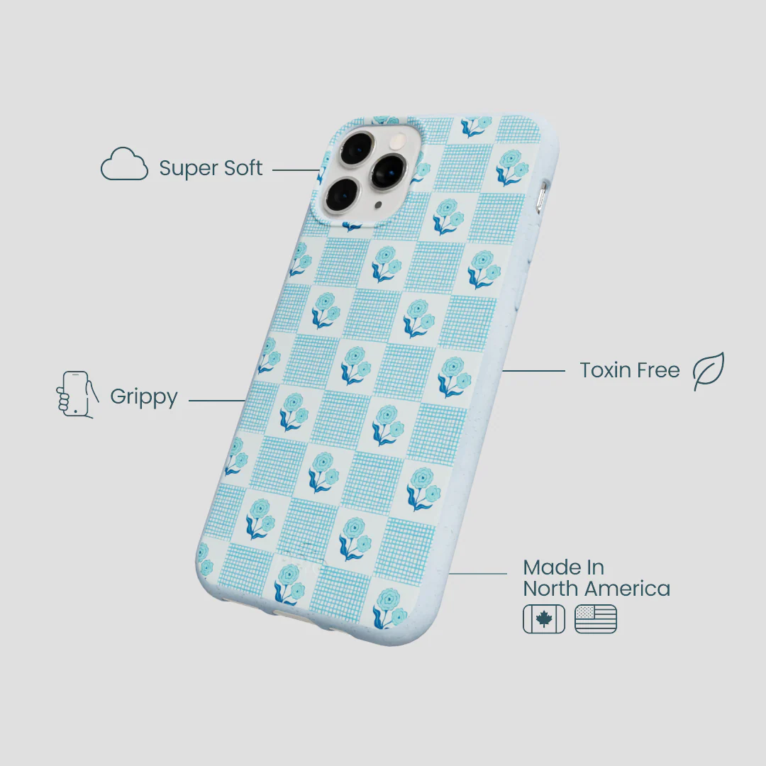 Powder Blue Garden Grid iPhone 11 Pro Case - Image 3