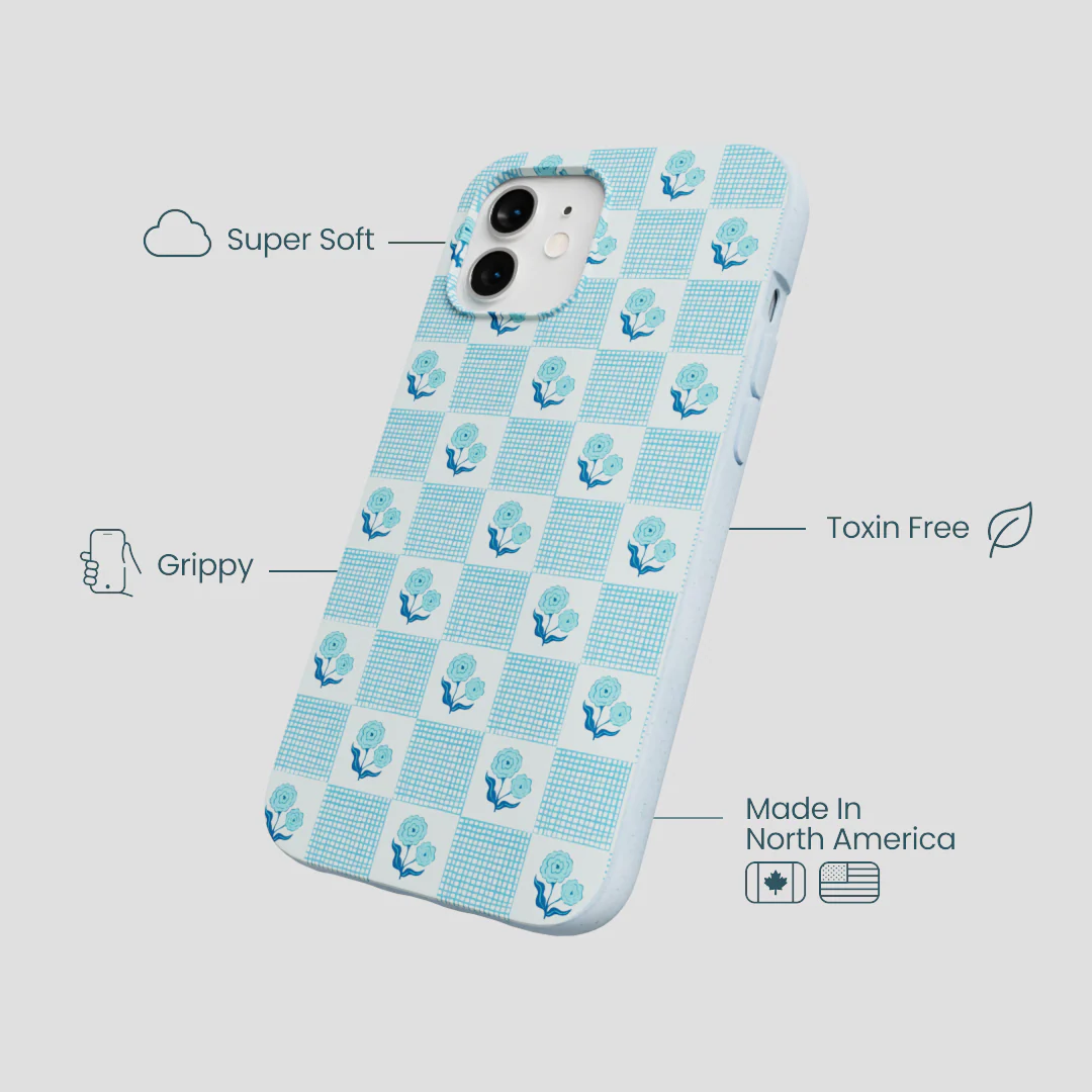 Powder Blue Garden Grid iPhone 12/ iPhone 12 Pro Case - Image 3
