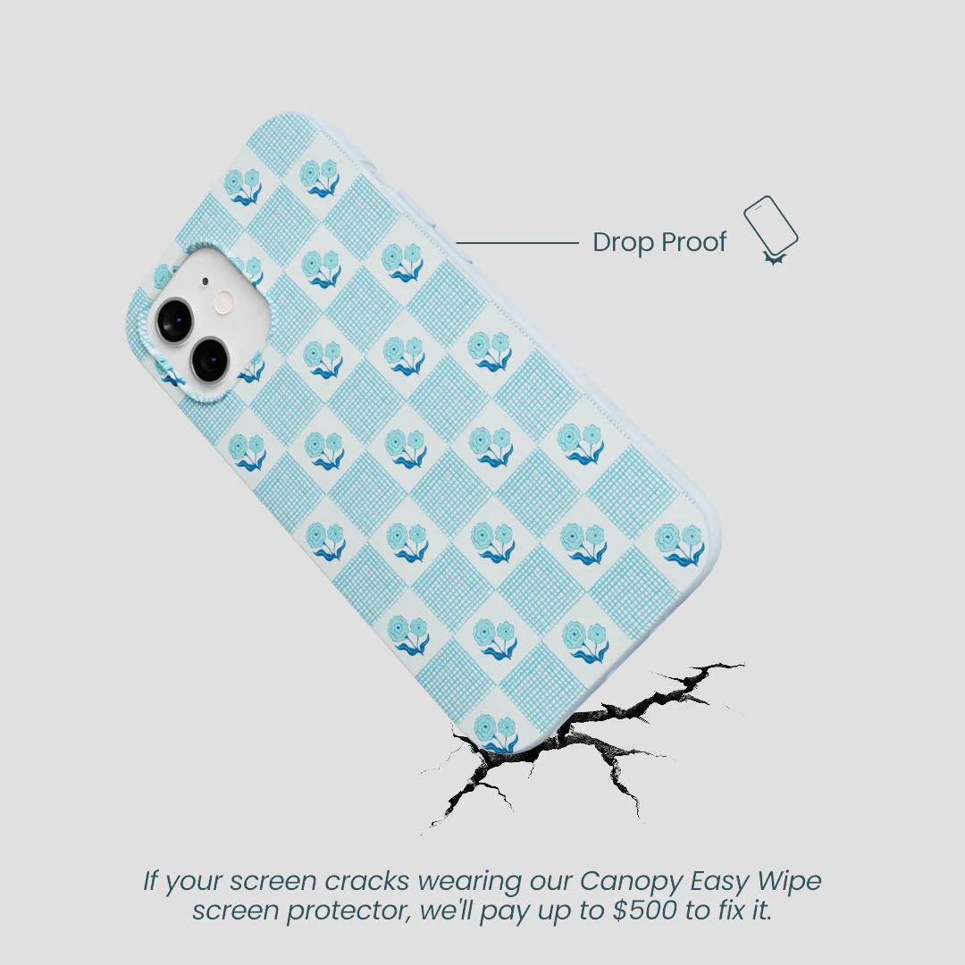 Powder Blue Garden Grid iPhone 12/ iPhone 12 Pro Case - Image 4