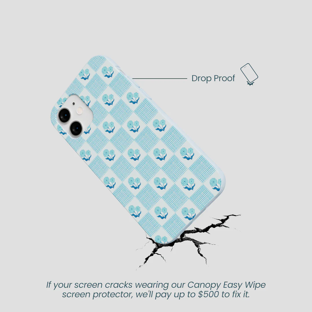 Powder Blue Garden Grid iPhone 12 Mini Case - Image 4
