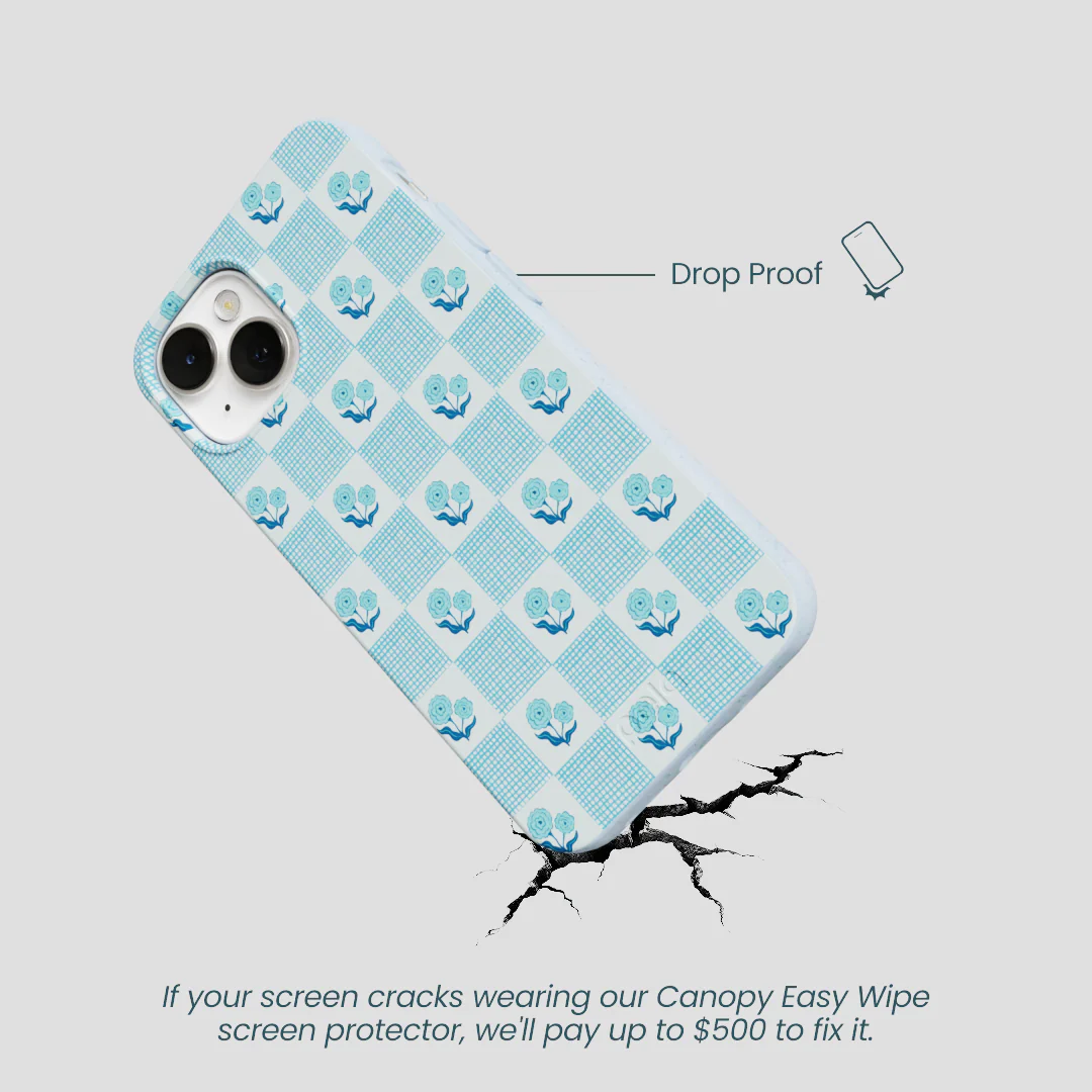 Powder Blue Garden Grid iPhone 13 Case - Image 4
