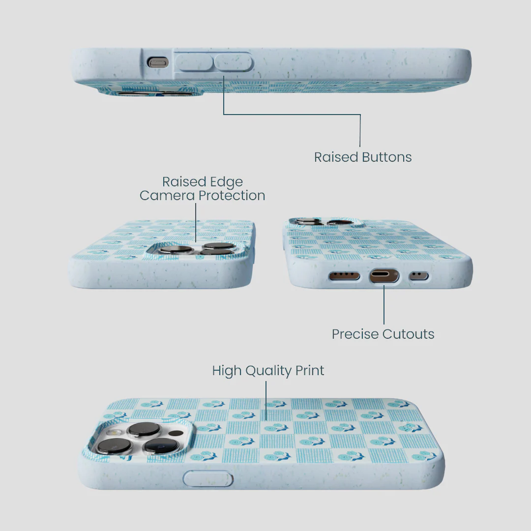 Powder Blue Garden Grid iPhone 13 Pro Case - Image 2