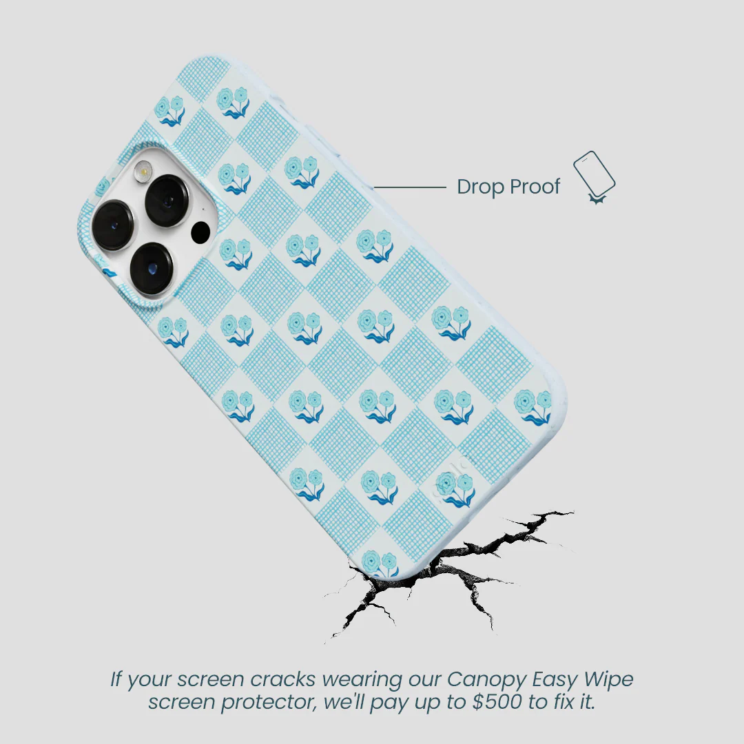 Powder Blue Garden Grid iPhone 13 Pro Max Case - Image 4