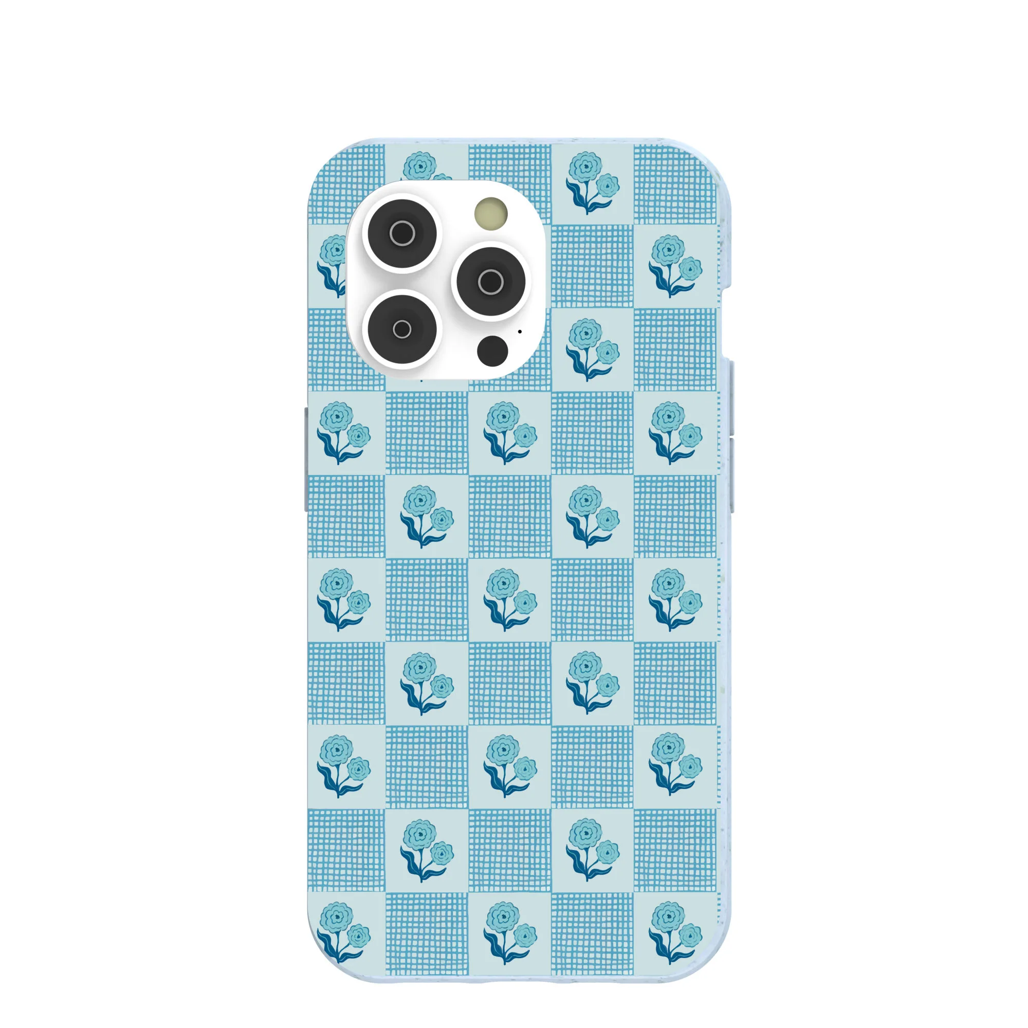 Powder Blue Garden Grid iPhone 14 Pro Case