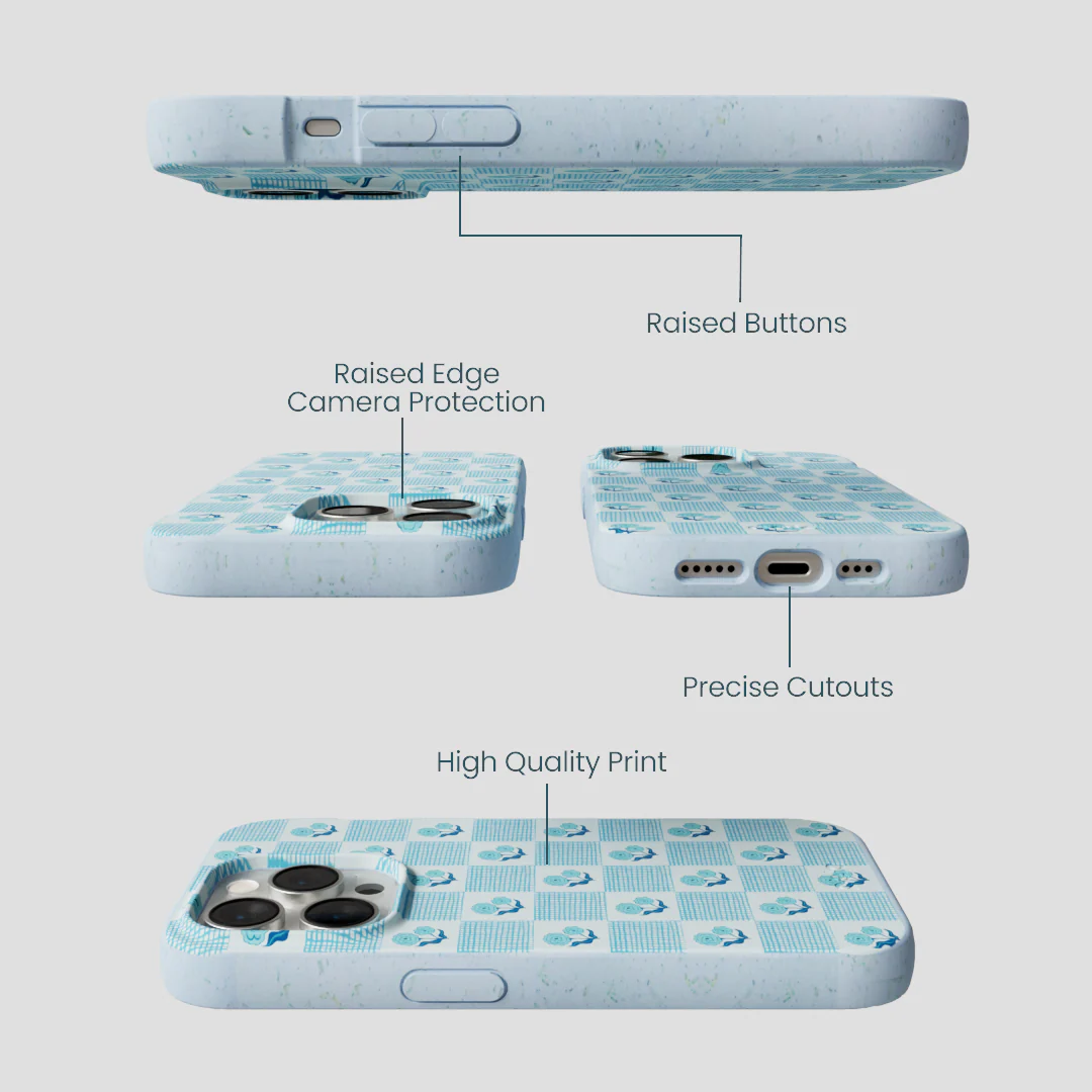 Powder Blue Garden Grid iPhone 14 Pro Case - Image 2