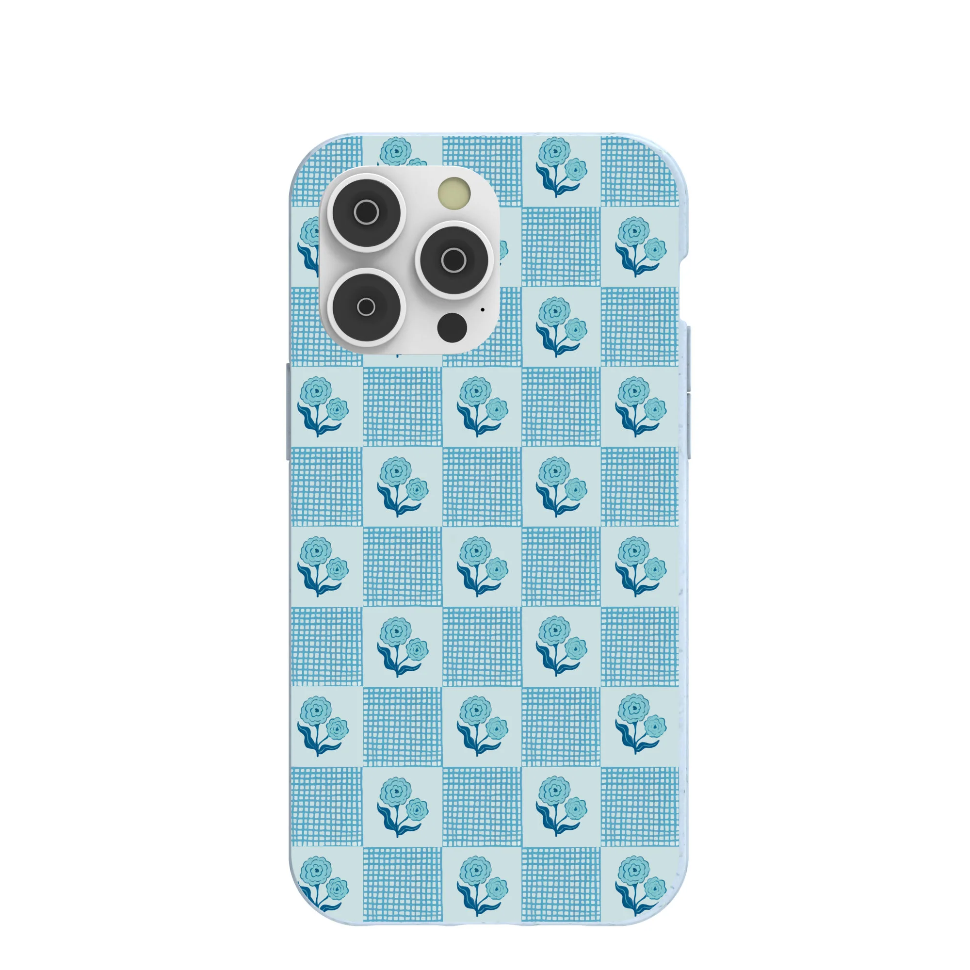 Powder Blue Garden Grid iPhone 14 Pro Max Case