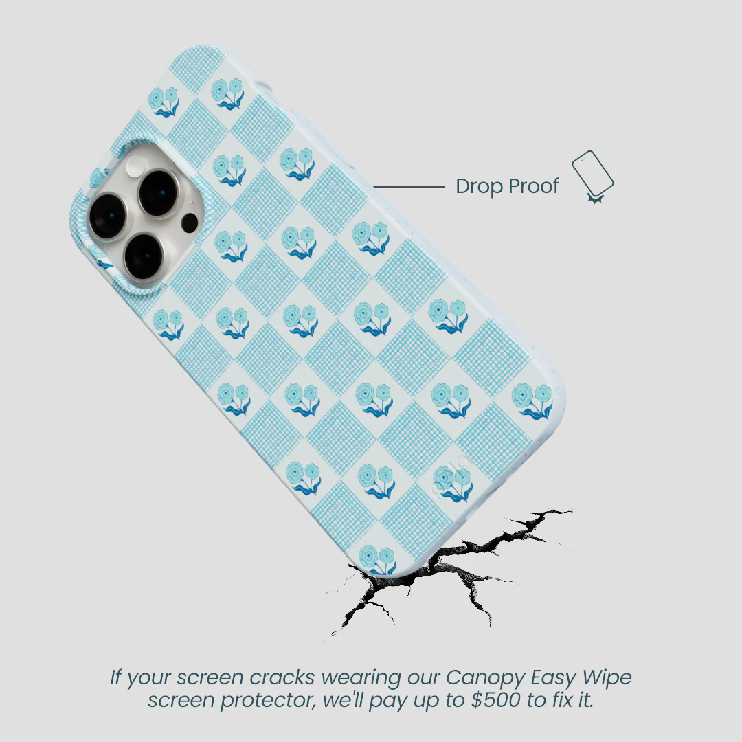 Powder Blue Garden Grid iPhone 14 Pro Max Case - Image 4