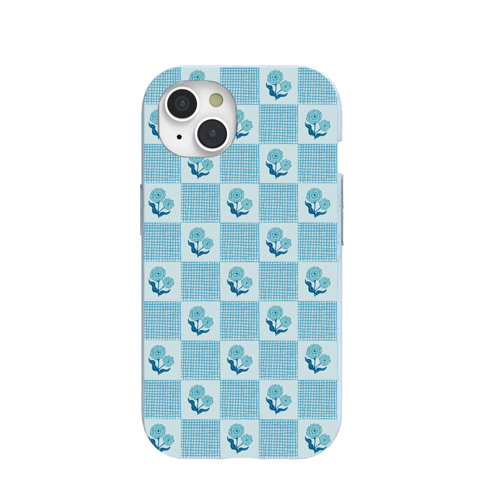 Powder Blue Garden Grid iPhone 15 Case