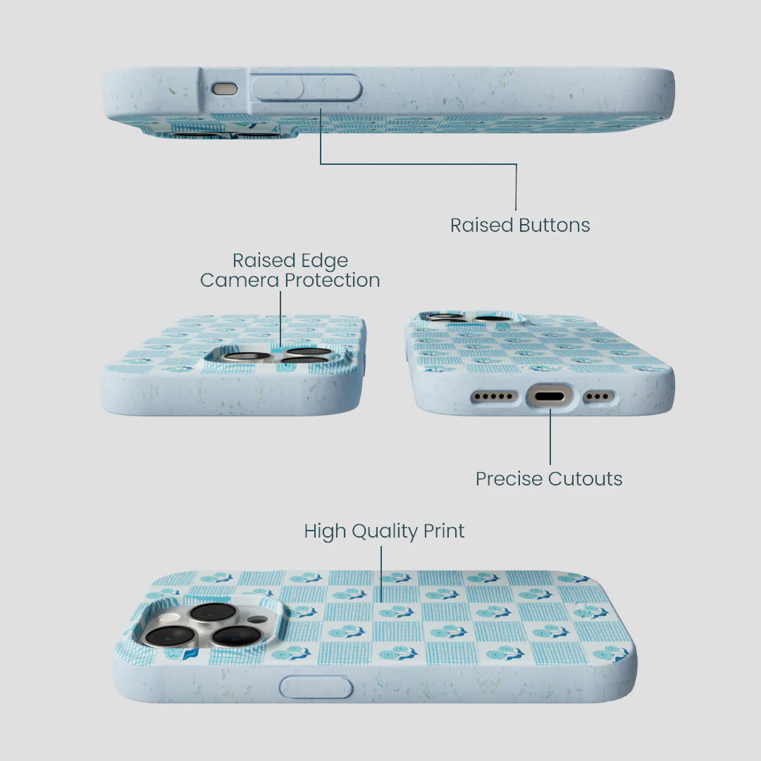 Powder Blue Garden Grid iPhone 15 Pro Case - Image 2