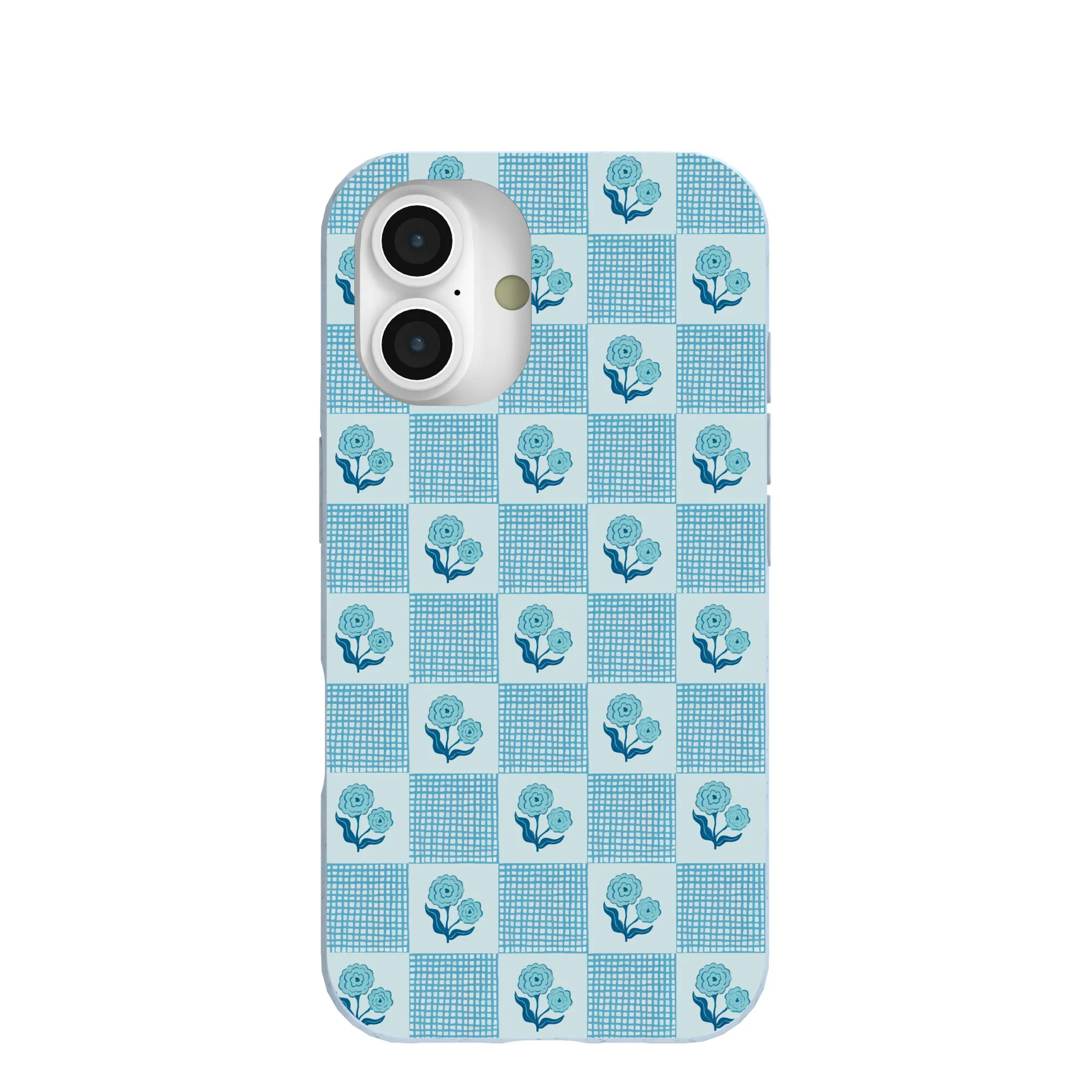 Powder Blue Garden Grid iPhone 16 Case