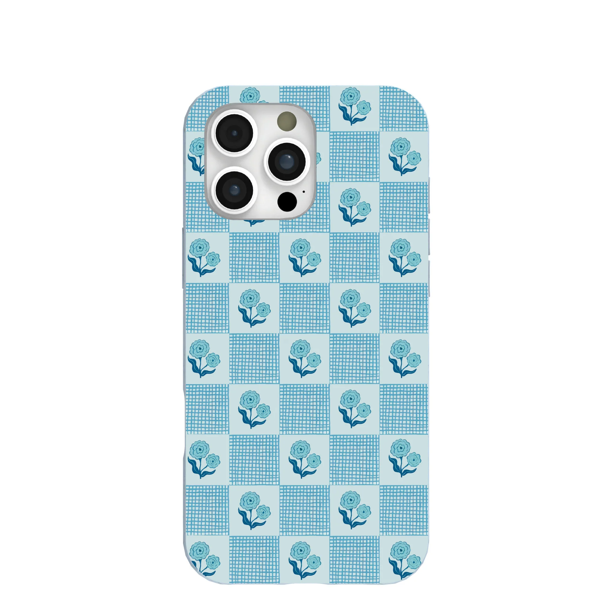 Powder Blue Garden Grid iPhone 16 Pro Max Case