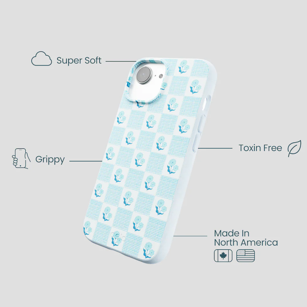 Powder Blue Garden Grid iPhone 16e/17e Case - Image 3