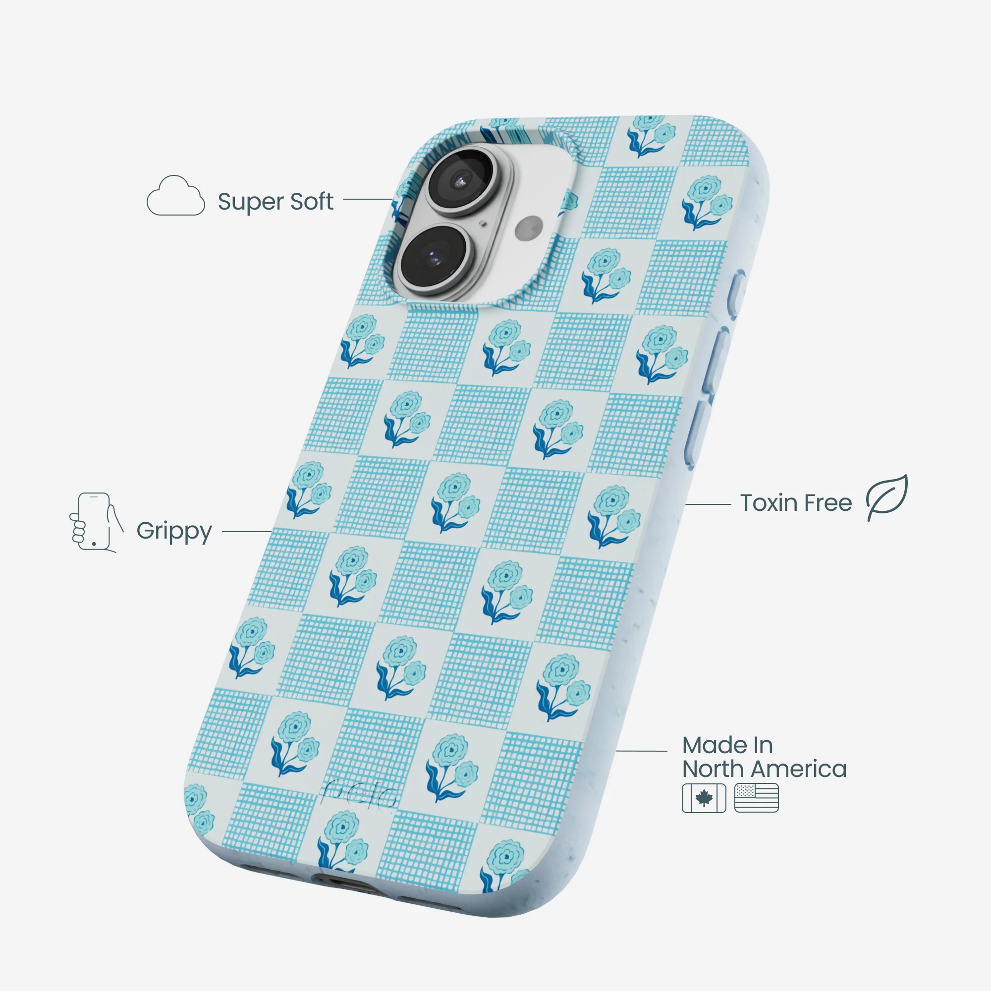 Powder Blue Garden Grid iPhone 17 Case - Image 3