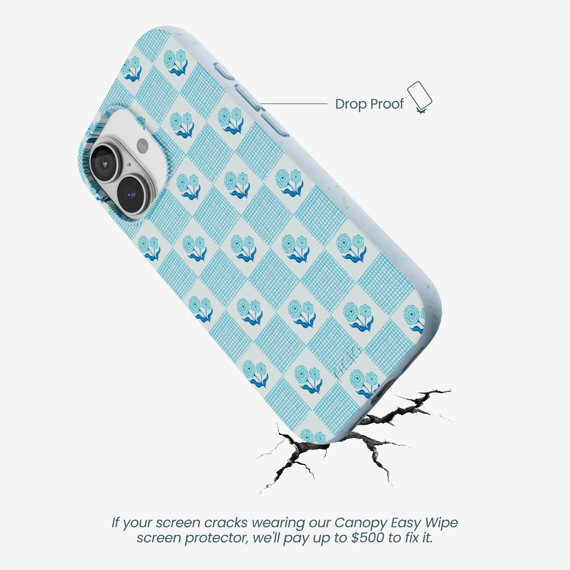 Powder Blue Garden Grid iPhone 17 Case - Image 4
