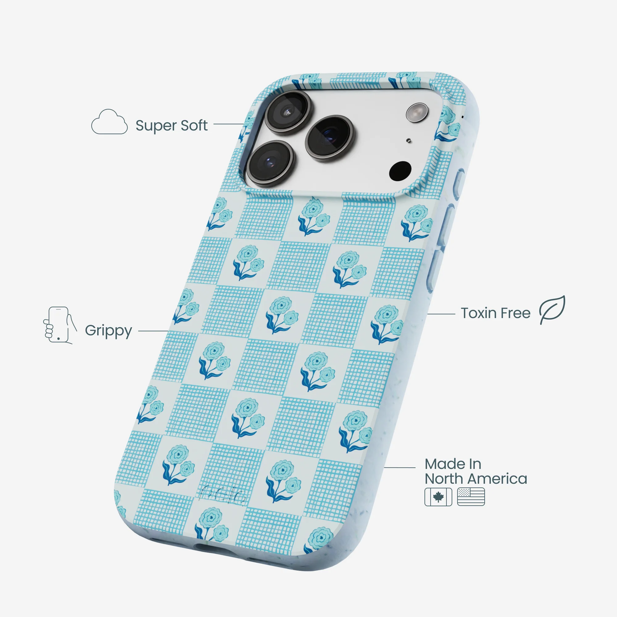 Powder Blue Garden Grid iPhone 17 Pro Case - Image 3