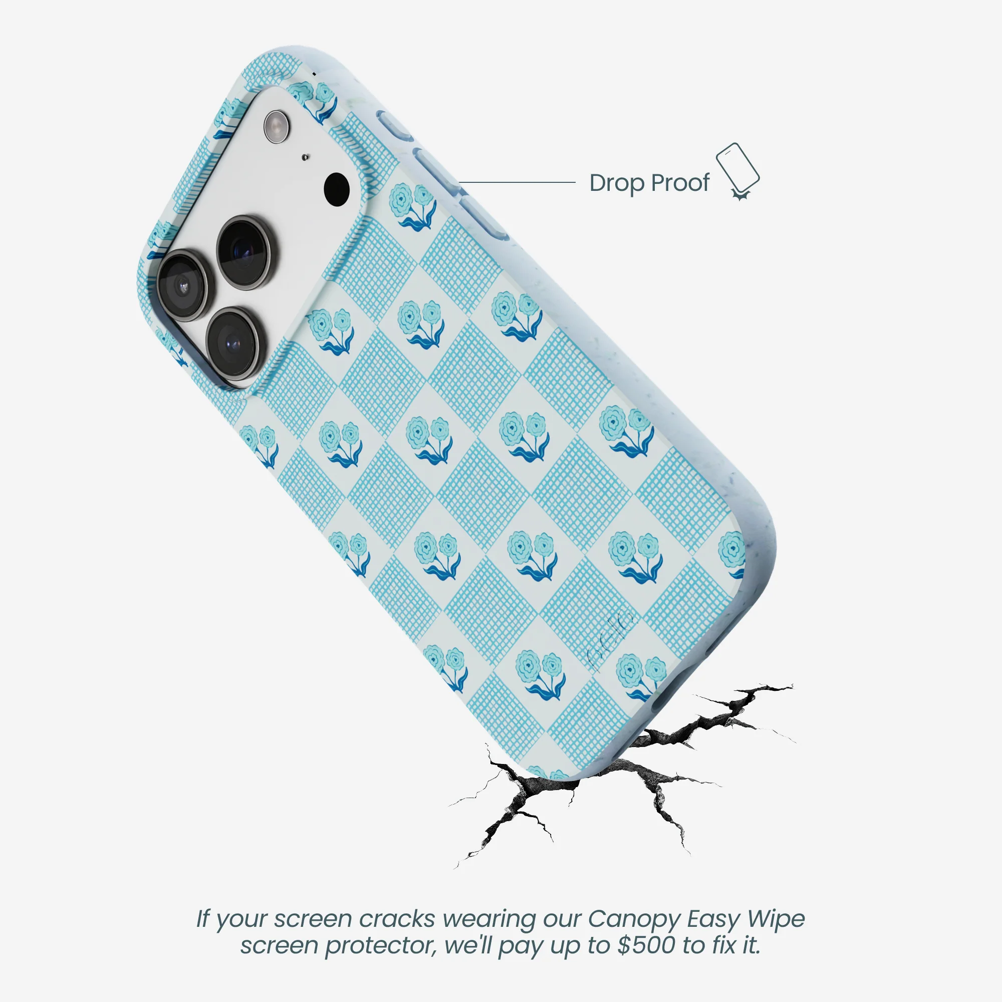 Powder Blue Garden Grid iPhone 17 Pro Case - Image 4