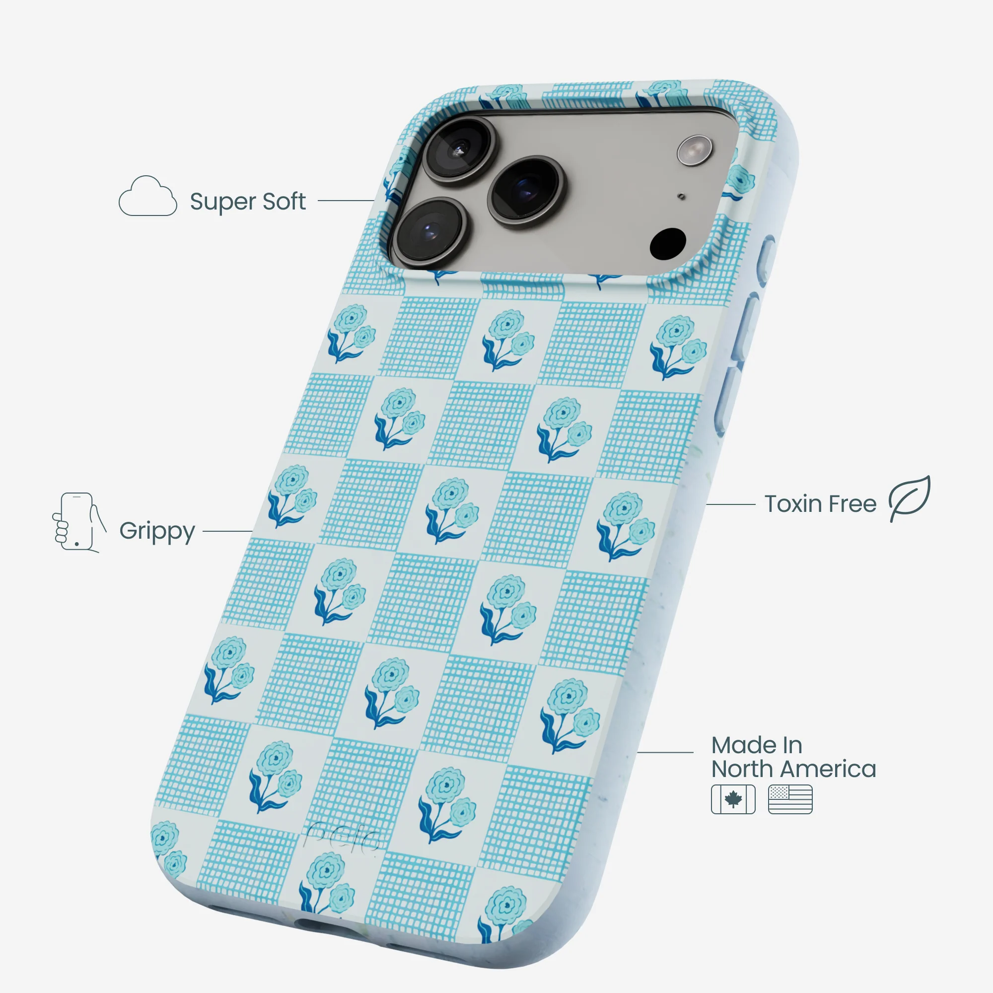 Powder Blue Garden Grid iPhone 17 Pro Max Case - Image 3