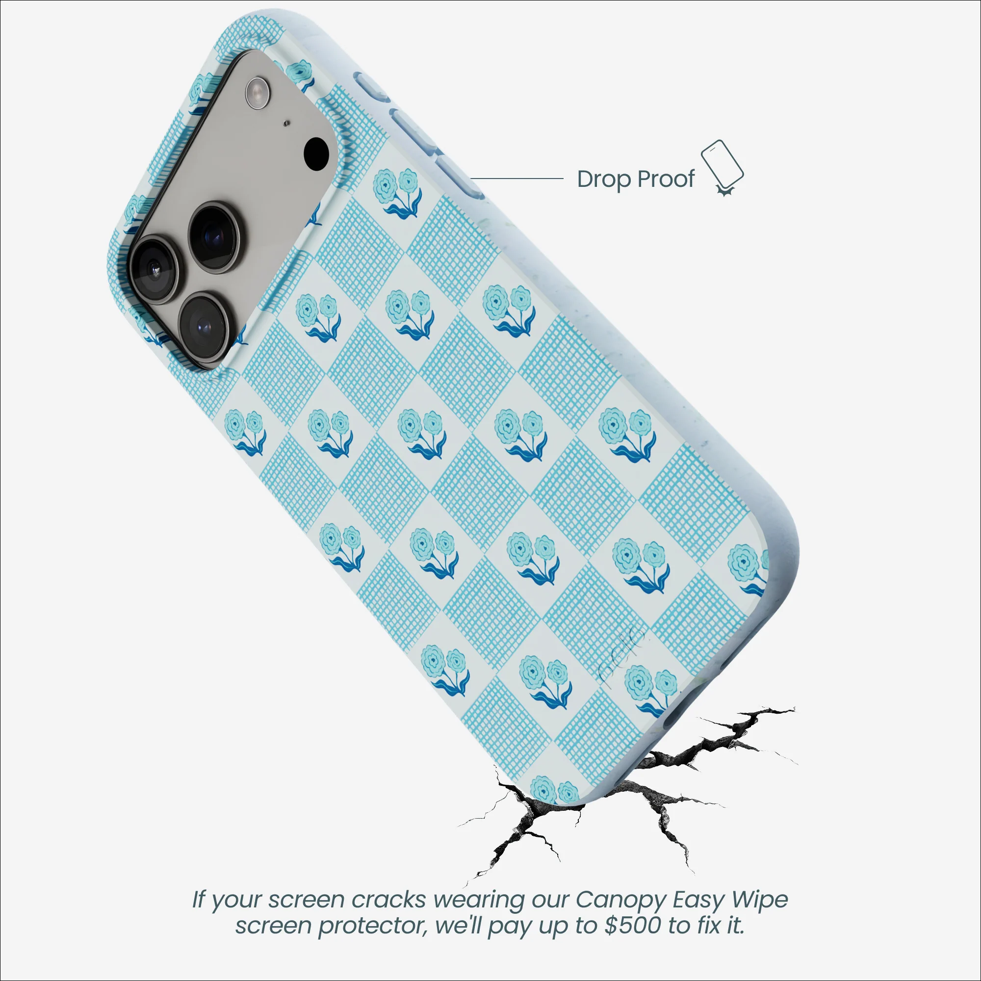 Powder Blue Garden Grid iPhone 17 Pro Max Case - Image 4