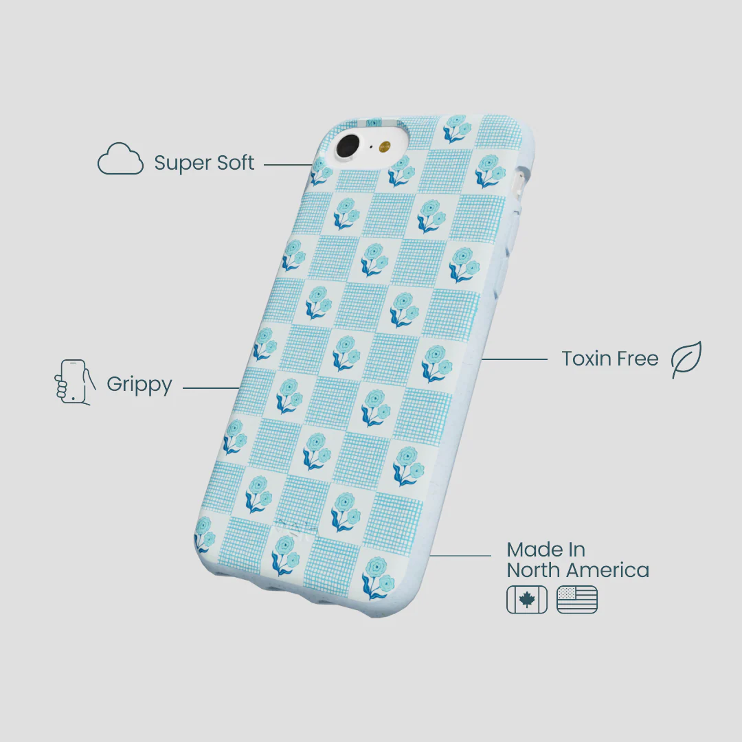 Powder Blue Garden Grid iPhone 6/6s/7/8/SE Case - Image 3