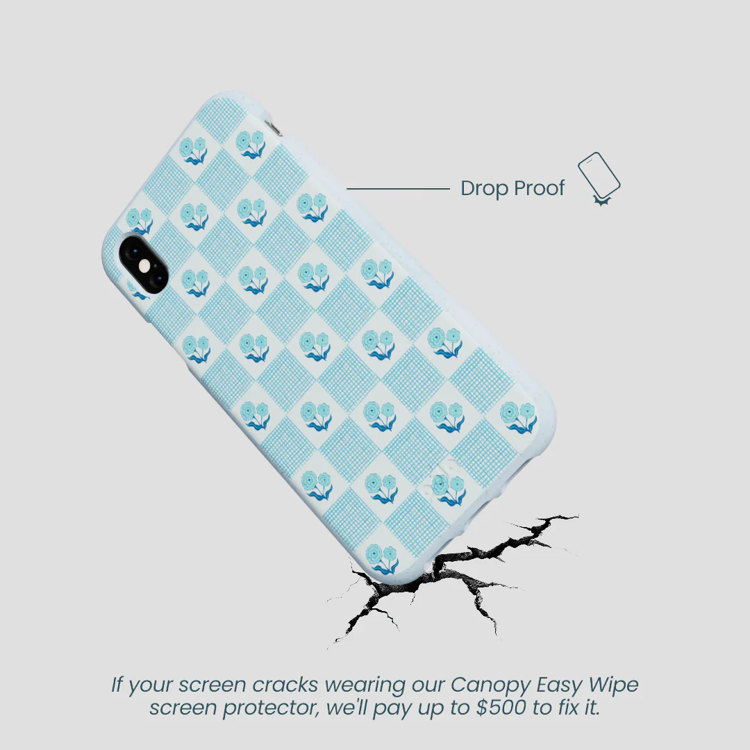 Powder Blue Garden Grid iPhone XR Case - Image 4