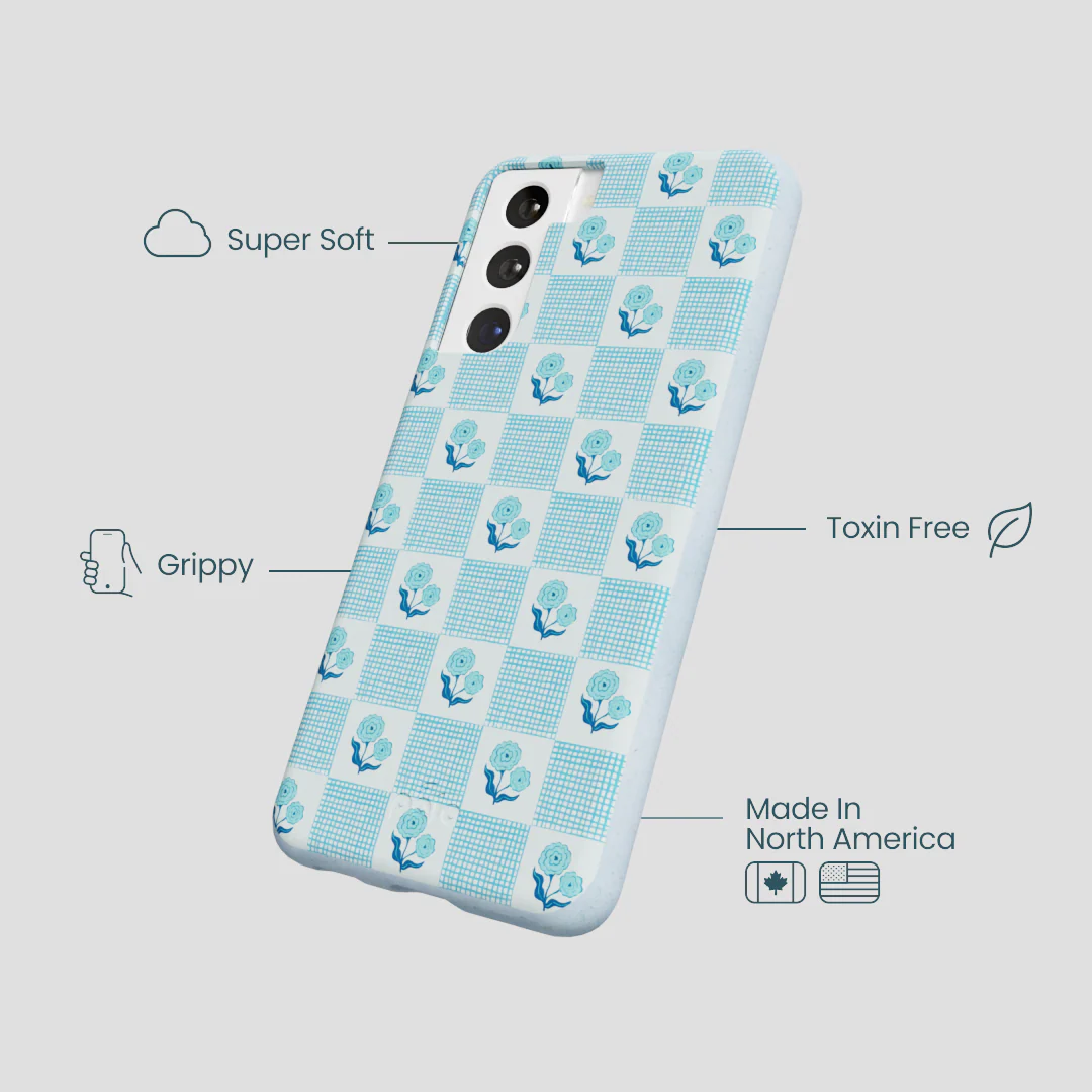 Powder Blue Garden Grid Samsung Galaxy S21 Case - Image 3