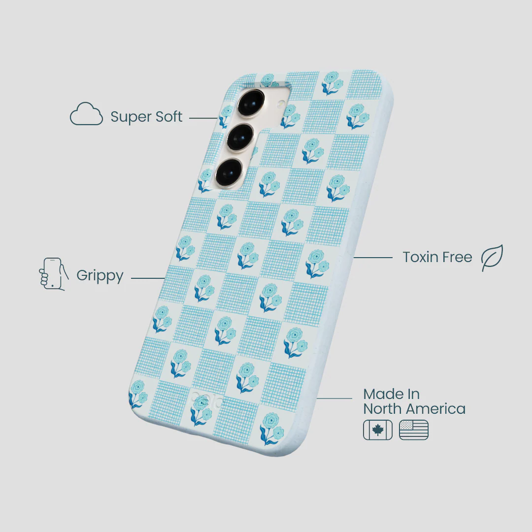 Powder Blue Garden Grid Samsung Galaxy S24 Case - Image 3