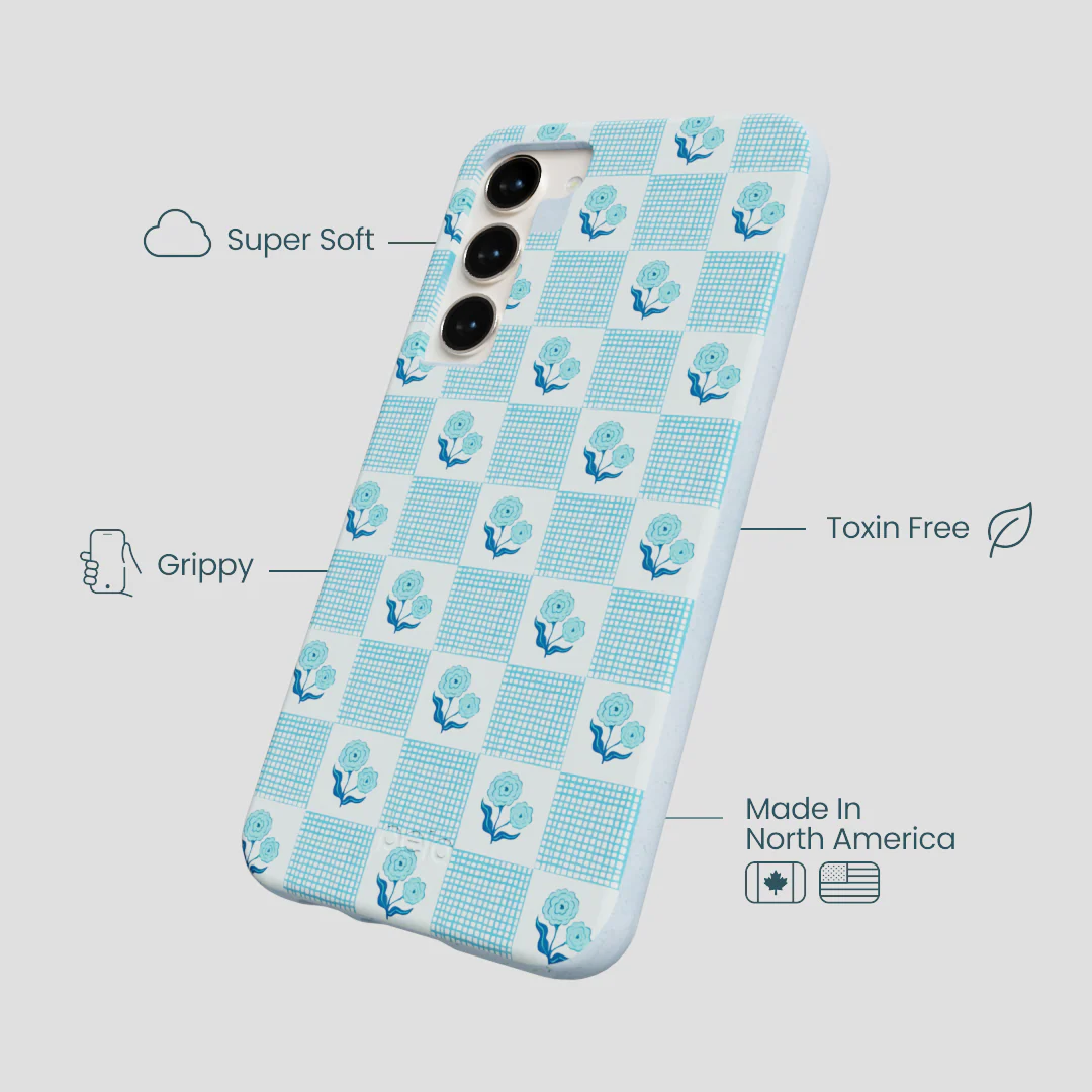 Powder Blue Garden Grid Samsung Galaxy S24+(Plus) Case - Image 3