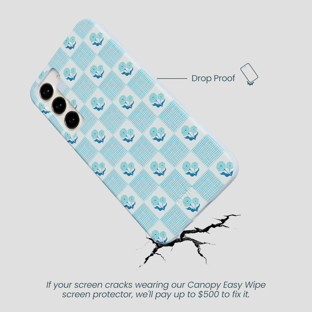 Powder Blue Garden Grid Samsung Galaxy S24+(Plus) Case - Image 4