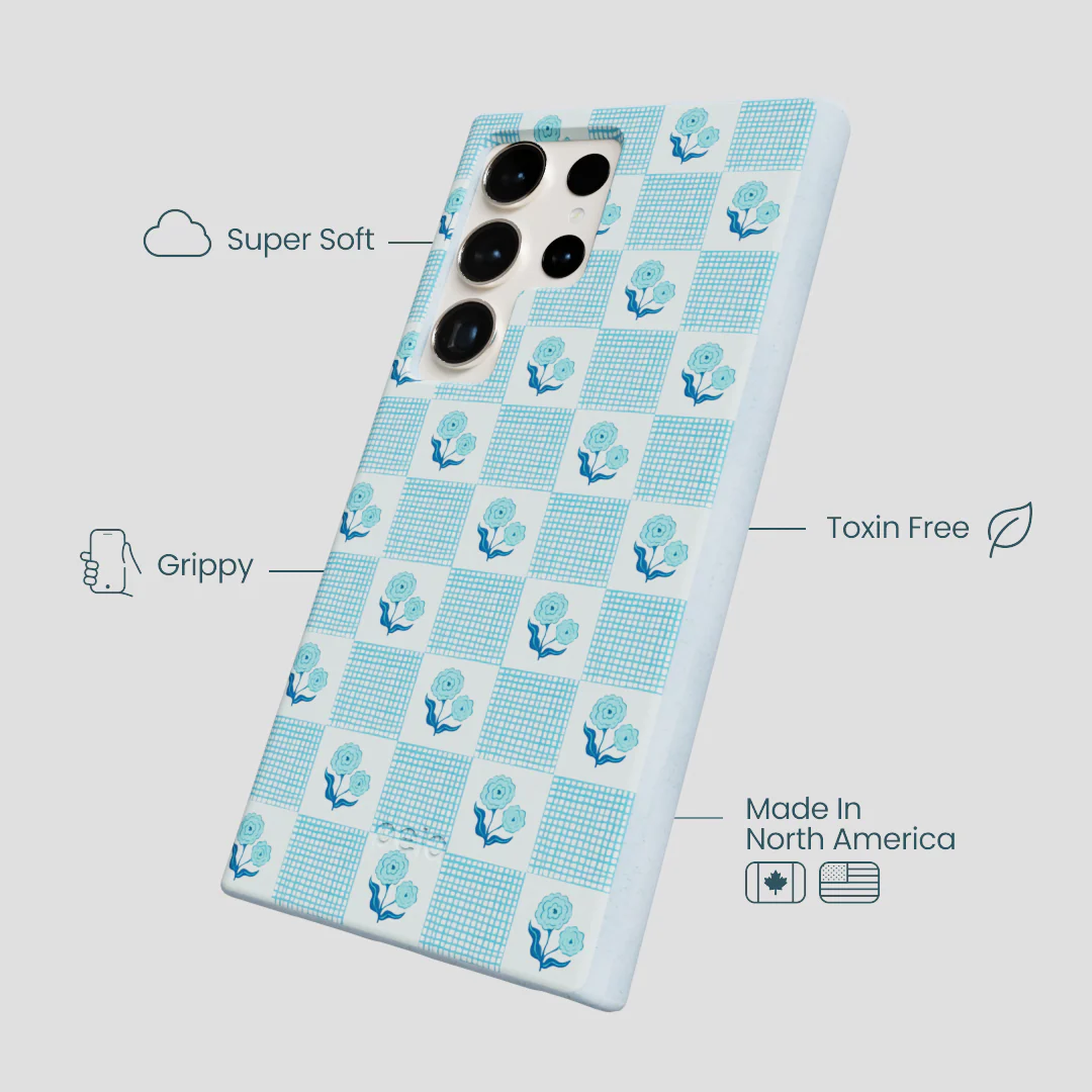 Powder Blue Garden Grid Samsung Galaxy S24 Ultra Case - Image 3