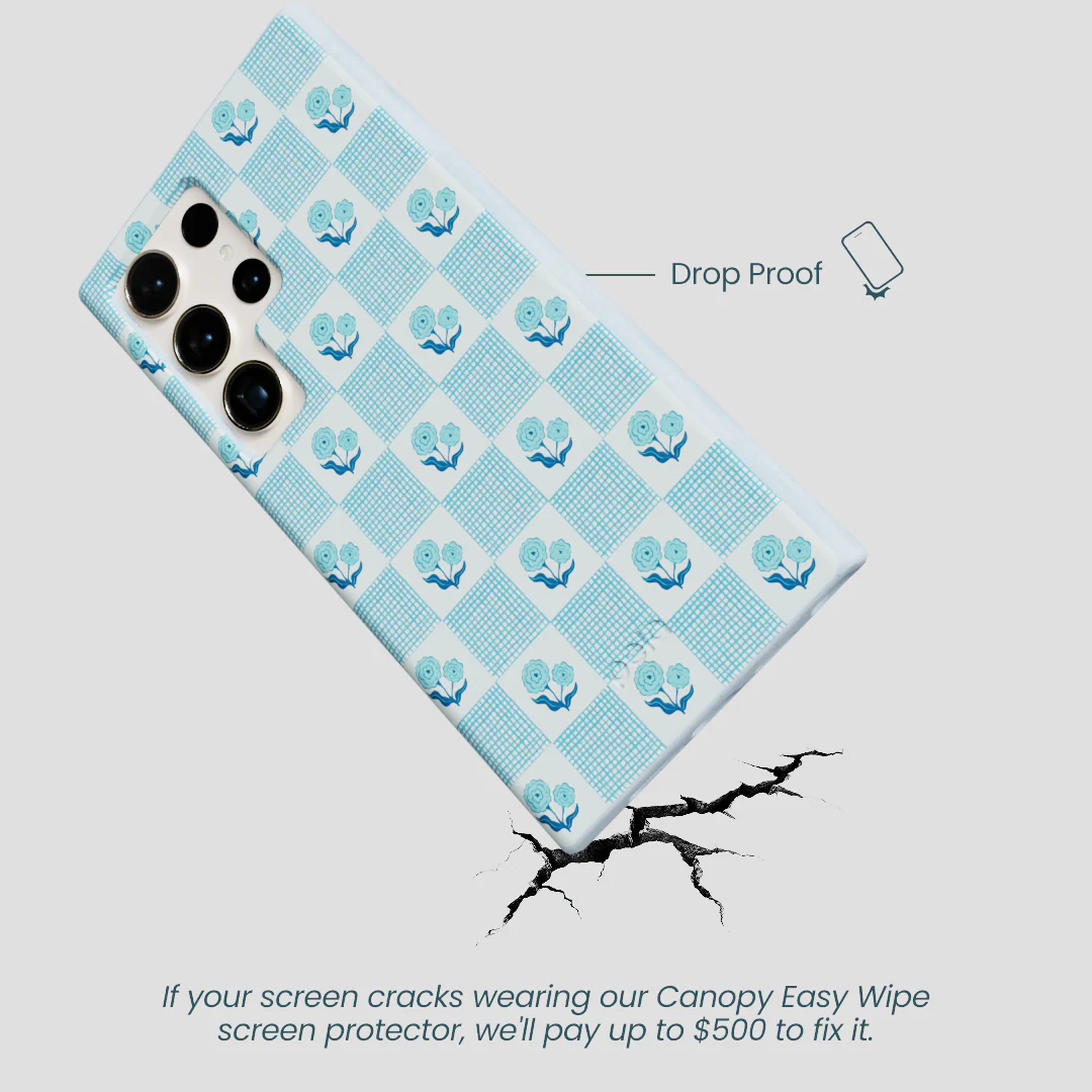 Powder Blue Garden Grid Samsung Galaxy S24 Ultra Case - Image 4